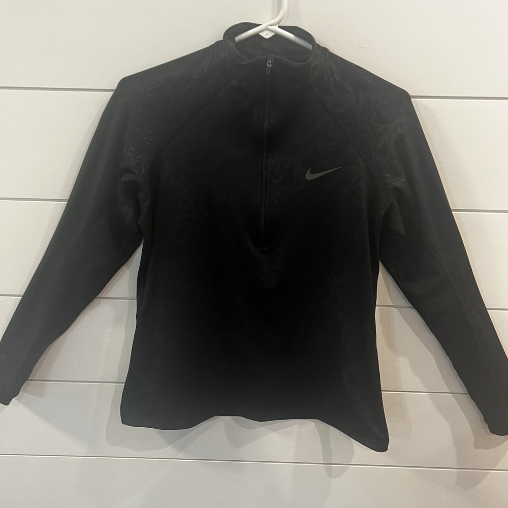 Nike Women's Dri-Fit 1/4 Zip Royal Print Pullover Long Sleeve, Size M Running - Picture 2 of 11